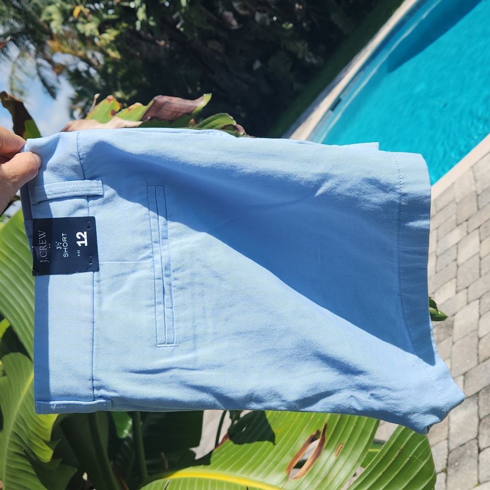 NEW ⭐️ J.Crew Twill Shorts ⛵️ Sz 12 🌴 Mid Rise 🦩 Baby Blue 💙